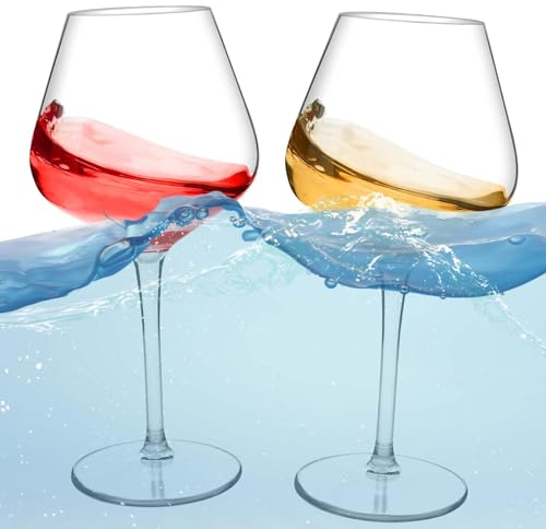 alouweekuky 2er Set Schwimmende Weingläser für Pool Tritan Weingläser Plastik Bruchsicher Sektgläser Schwimmender Swimming Pool Kunststoff Weinglas Picknick Wine Glass