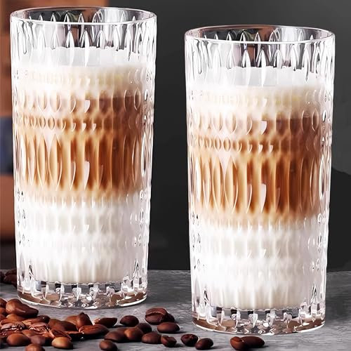 Ework4U Set di 2 bicchieri da caffè in stile bohémien, spessi 400 ml, bicchieri da latte e succhi di frutta, ideali per acqua, bibite, tè, idea regalo