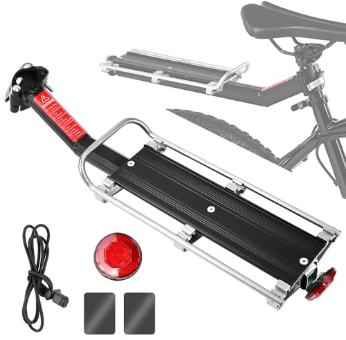 SLTAXAR Einstellbar Fahrrad Gepäckträger Aluminiumlegierung Mountainbike Sattelstütze Rack Fahrrad Hinten Gepäckträger Universal Fahrrad Schnellspanner mit Reflektor 9KG Gewichtskapazität