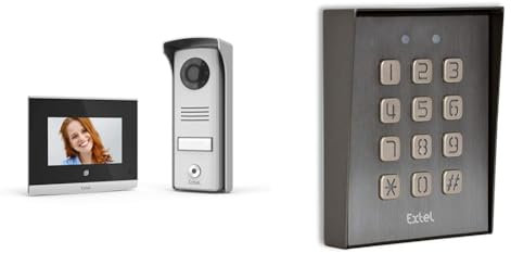 Extel - Visiophone - Extel Ecran 4 Pouces, Vision Nocturne LED Infrarouge & Digicode - Filaire Klavy 3 Gris - Clavier à Code Codage fixé en saillie