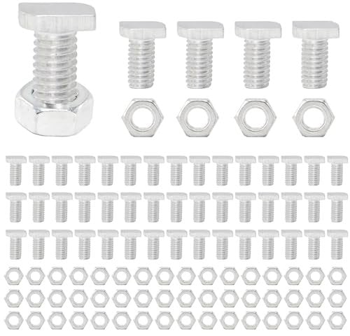 Greenhouse Nuts and Bolts,50 Sets Aluminium Greenhouse Hex Nuts and T Head Bolts for Building Repairing Greenhouse Necessary Accessories