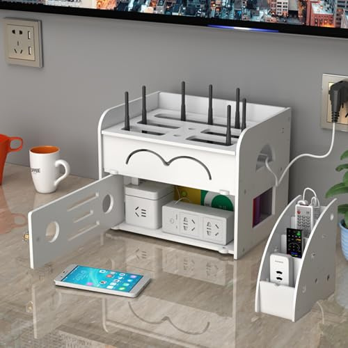 Onxyrbyte Regal Wand WLAN Router Box,Router Aufbewahrungsbox,Regal Wand WLAN Router Box,WiFi-Rack Wanddekoration,Nicht Leicht Herunterzufallen,FüR Kabelboxen/Router/Fernbedienung/DVD-Player