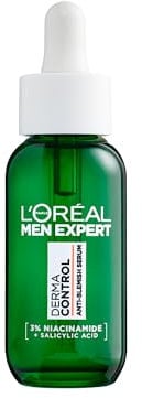 L'Oréal Men Expert Derma Control Anti-Blemish Serum, Smooth & Hydrated Skin, Reduces Imperfections, Blackheads & Post-Acne Marks, 30ml