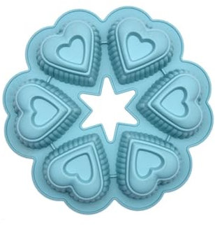 XBHGSY Silicone Loaf Tins 6 in 1 Heart Shaped Silicone Cake Mousse Chocolate Mold Macaron Home Kitchen Baking Tray Green