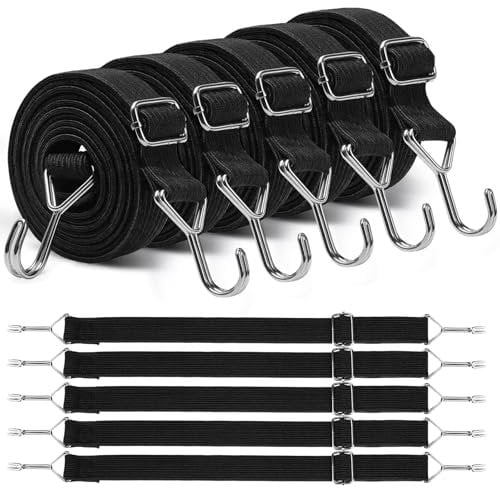 TAIXING 5 Stück Spanngummi mit Haken, 1M Flach Verstellbar Expander mit Haken, Extra Stark Verschleißfest Spanngurte mit Haken für Sonnensegel, Garten, Fahrrad, Auto, Camping, Dachträger, Tarps