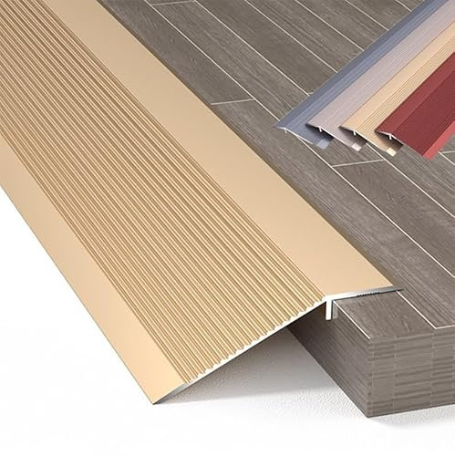 WInara 10cm Übergangsprofil Ausgleichsprofil Aus Aluminium, Türschwellenrampe Höhenausgleich 1-3.5cm for Laminat Fliesen Vinylböden(Gold,L90cm/36in)
