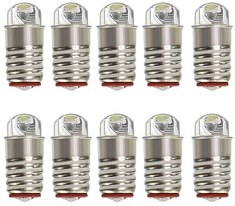 ShuoHui E5 Kalt Weiss LED 12V-14V Leuchtmittel für Fassung E5 E5.5 H0 Bulb Glühbirne 6000K (10)