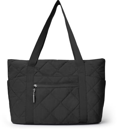 befen Black Handbag for Women Canvas Tote Bag for Ladies Work Tote Bags for Women Daily Use with 15.6-Inch Laptop Pocket