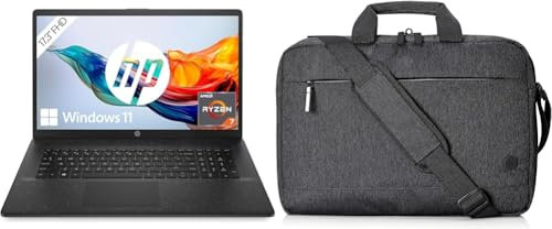 HP Laptop mit 17,3 Zoll FHD Display, AMD Ryzen 7 7730U, 16 GB DDR4 RAM, 512 GB SSD, AMD Radeon-Grafik, Windows 11, QWERTZ Tastatur, Schwarz 3E2P1AA Prelude Pro 17,3 Zoll Laptop-Tasche, Schwarz