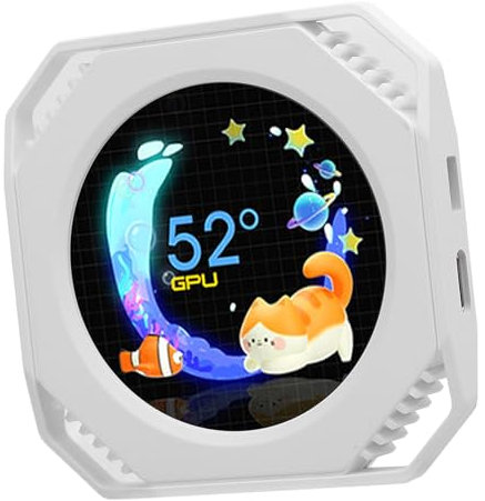 Yunir 2.1inch Computer Temp Monitor, PC Sensor Panel Display, IPS Type-C USB Mini Secondary Screen PC CPU RAM HDD Data Monitor, PC CPU GPU HDD Data Monitor (White)