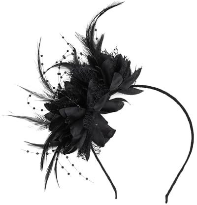 GWAWG Federhut, Stirnband, Blume, Netzstoff, Spitze, Clip, Hut, Zubehör, Hüte, Stirnband, künstliche Blumenfedern, 1920er Jahre, Fascinator, Federn, für Cocktail, Hochzeit, Dekoration