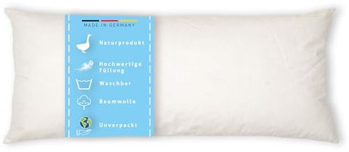 Kissenoutlet24 Federkissen 20x60cm Füllung 280g Bezug Baumwolle Farbe Creme Made in Germany
