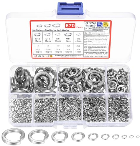 BOJIUKEJI 670 Pezzi Rondelle A Molla In Acciaio Inox Set, Assortimento M2 M2,5 M3 M4 M5 M6 M8 M10 M12 M14 Per Serraggio E Fissaggio