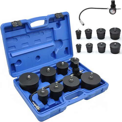 9Tlg Turbolader Ladeluft System Adapter Set – Ladeluftkühler Abdrücksatz Tester mit 4 Paar Adaptern 35–90mm für Ladeluftschläuche, Abgasturbolader und Kompressorsysteme