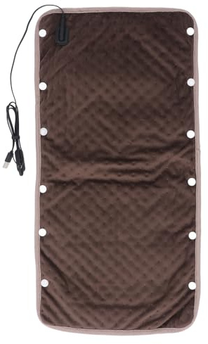 DriKou Manta con calefacción alimentada por USB, 3 Almohadillas térmicas pequeñas de Temperatura Ajustable, Manta eléctrica cálida para el hogar, Viajes, Oficina, al Aire Libre