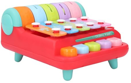SIXRUN Helle Farben, Baby-Klaviertastatur-Spielzeug, Kompaktes und Tragbares Musikinstrument für, Kunststoff + Eisen-Material (Rot)