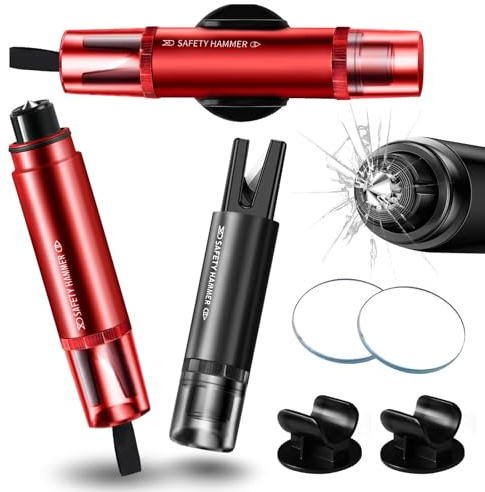 EOPUOZS 2 en 1 Rompe Cristales y Cinturones, 2 Piezas Martillo de Emergencia Coche, Martillo Rompe Cristales Coche para Herramienta de Rescate de Emergencia Esencial para Autobuses y Coches