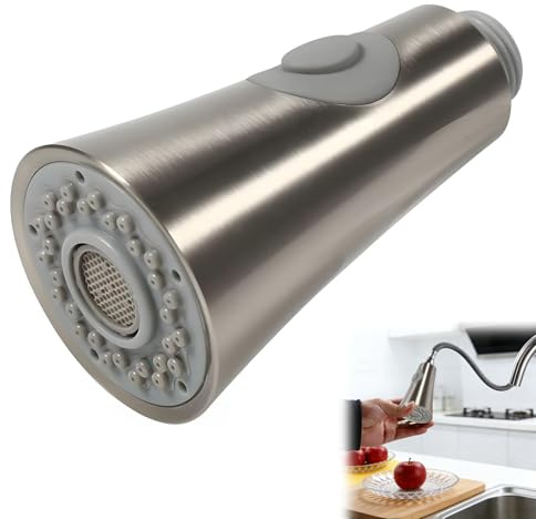 Oiieco Wasserhahn Ersatz Brausekopf, Küchenbrause Geschirrbrause, Pull Out Spray Kopf Ersatz Sprühkopf für Küchenarmatur, 2 Strahlarten, 1/2 Zoll Anschluss, Anti Splash, Wassersparend, Chrom
