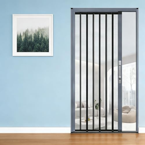 Retractable Screen Door, No-Drilling Retractable Screen Doors with Aluminum Frame and Durable Mesh, Keeps Bugs Out, Pet and Child-Friendly(90cm/35.7in,190cm/75in)