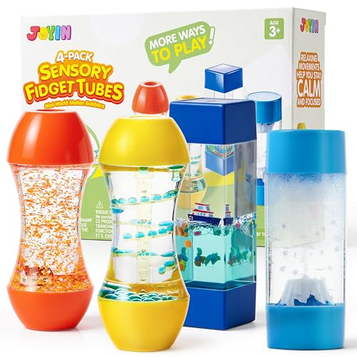 JOYIN Lot de 4 jouets sensoriels de décompression intellectuelle avec sablier liquide