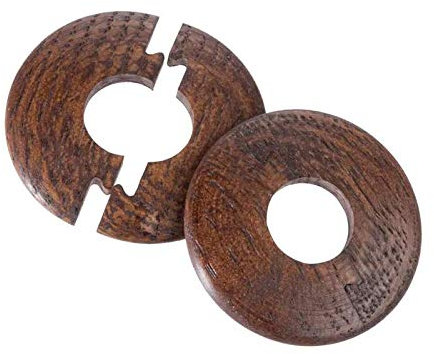 Walnut Stained Solid Oak Radiator Pipe Cover, Pipe Rose, Jigsaw - X2 Covers per Pack