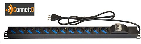 Regleta Vertical con Conector de 12 Puertas para armarios Rack con Interruptor magnetotérmico