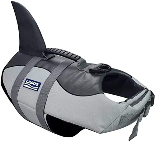 Gilet de Flottaison pour Chiens - Gilet de Sauvetage Réglable avec Poignée-Pet Life Jacket (Gris, L)