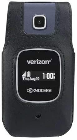 BELTRON Leather Fitted Case for Kyocera Cadence 4G LTE S2720 Verizon Flip Phone - Features: Rotating Belt Clip, Screen & Keypad Protection, Secure Fit - Black