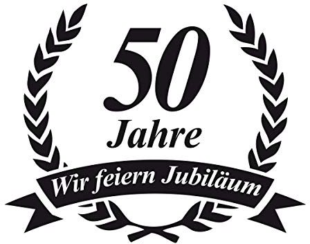 foliado® Folie Aufkleber Wir feiern Jubiläum Jahreszahl nach Wunsch | Größe frei wählbar | Folienaufkleber für ihr Schaufenster, Tür, etc. | AF-005 (50 cm (längste Seite))