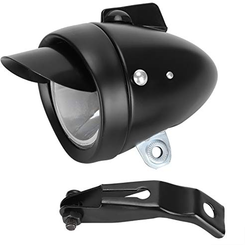 Luce anteriore per bici, faro per bicicletta vintage Retro luce a LED per bici Night Riding Safety Front Head Lamp Accessori per ciclismo(Nero)