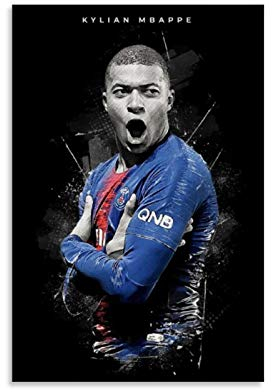 YISHUI Kylian Mbappe Abstrakte berühmte Fußballspieler-Poster, dekorative Malerei, Leinwand, Wandkunst, Wohnzimmer, Poster, Schlafzimmer, Gemälde, 50 x 75 cm