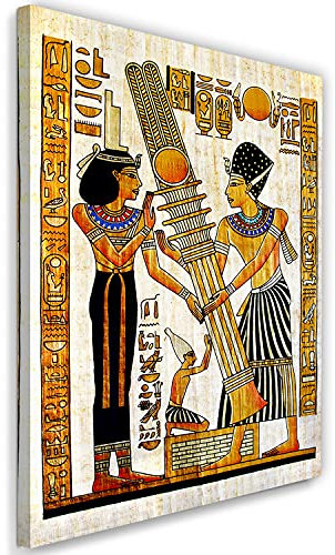 Feeby Vlies Leinwandbild Ägypten Hieroglyphen Pharao Ritual 20x30 cm Wand Bild Kunstdruck Deko Wohnzimmer Wohnungs Deko Antike Pyramide Afrika Geschichte Orange