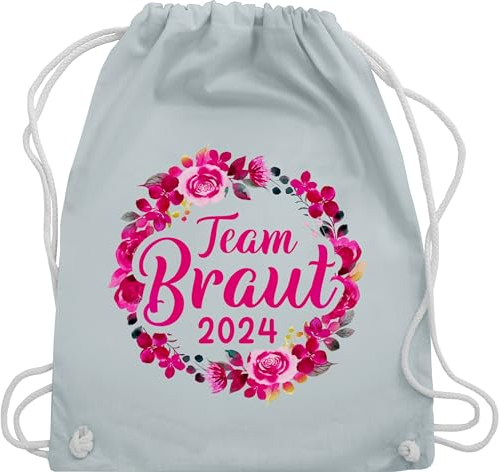 Turnbeutel Rucksack - JGA Junggesellenabschied Frauen - Team Braut 2024 Braut Crew - Unisize - Pastell Blau - rucksaecke outfit junggesellinnen stoffrucksack für jubggesellinnenabschied turnsackerl