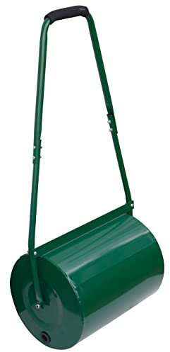 30L/38L/46L Heavy Duty Garden Grass Lawn Roller - Large Water or Sand Filled Drum, Galvanized Steel Construction, Scraper Bar & Collapsible Handle for Levelling Uneven Ground - Green (30 Liter)