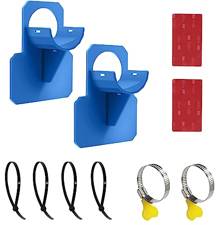 Zueyen 2 Stück Schlauchhalter Pool,Knickschutz aus Kunststoff,Zubehör mit Edelstahl Schlauchschelle,für Intex Pools mit 30-37mm Anschlüssen (Blau)