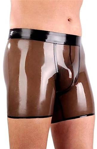 Herren Latex Shorts Slip Latex Boxershorts Höschen Latex Unterwäsche Unterhose Kurze Hose (3XL)
