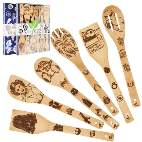 Holzlöffel Geschenkbox-Verpackung, 6 Set Holzlöffel für Einzugsgeschenke, natürliche Holz-Koch- und Servierutensilien, Geburtstagsgeschenke