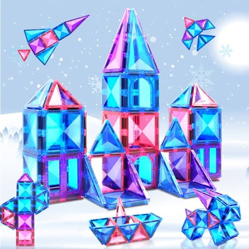 Magnetic Tiles Magnetic Building Blocks 4D Princess Frozen Toys for 3 4 5 6 7 Year Old Girls Boys Kids STEM Learning Educational Construction Magnet Christmas Birthday Gifts for Girls Toddlers Age 3 4