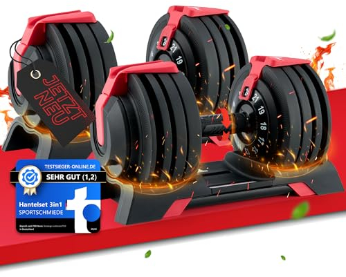SPORTSCHMIEDE Verstellbare Hanteln Kurzhanteln 2er set Gewichte Hantelset für Frauen und Männer - Heimtraining - Gym für zu Hause - Krafttraining - Adjustable dumbbell set