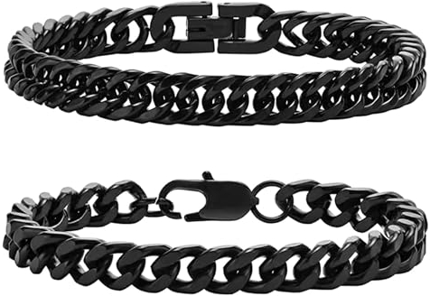 Mochity 2 Stücke Herren Armband Edelstahl 316L, Männer Armband 21cm, Armband Herren Silber,Silberarmband Herren, Herrenarmband Gold, Schwarz Armbänder Für Herren, Männer (Stil A, Schwarz)