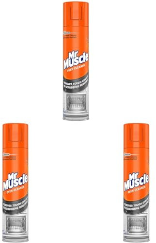 Mr Muscle Oven Cleaner, Heavy Duty Oven Cleaner & Degreaser for Burnt Grease & Food Spills, No-Scrub Formula for Quick Kitchen Cleaning, Fast-Acting Clean in Just 30 Minutes, 1 x 300ml (Pack of 3)