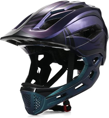 Kavolet Casque de vélo pour enfants, Casque intégral pour enfants avec protège-menton amovible, Casque Fullface pour enfants avec protège-menton amovible, Casque de descente pour le vélo, le