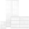 Blisswood High Gloss Bedroom Furniture Set 2 Piece Bedroom Set with Gloss 2 Door Wardrobe 6 Drawer Chest of Drawers + 2 Drawer Bedside Table Cabinet for Bedroom Storage Set, White