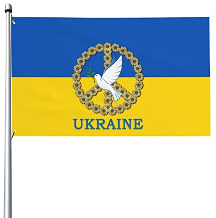 Flagge Ukraine Friedenssymbol-Denkmal Parade Flag Diverse Pride Flag Dekorative Gartenfahne Für Hauswanddekoration, Piraten-Partys, Garten, 90X150cm