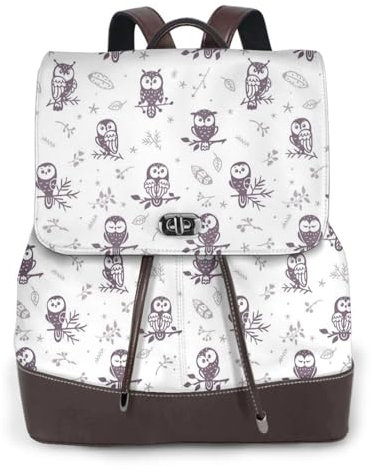 Damen-Rucksack mit Eulen-Motiv und Baumzweigen, modern, schick, modischer Rucksack, vielseitiger Damen-Rucksack, Schwarz, Einheitsgröße
