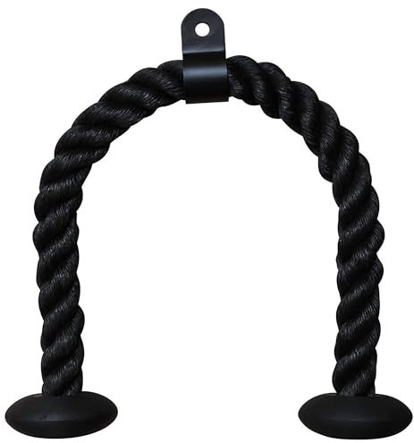 RDX Tricep Rope Machine Attachment Cable 25,35 Double End Nylon Rope for Pull and Push Down Resistance Training, Multi Gym Fitness Workout Non Slip Cord, Home Gym, Black