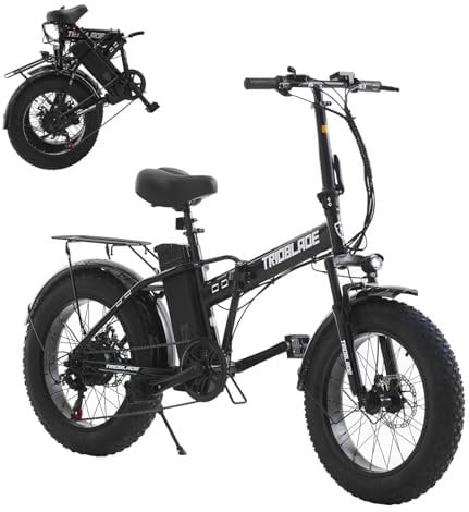 TRIOBLADE Folding Electric Bike 20 Inch Portable E-bike for Adults Height Adjustable Electric Bicycle with 250W Motor Removable 36V Battery
