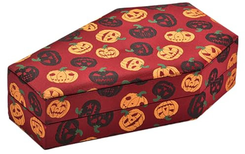 HINAYOSAN Halloween-Etui in Sargform, handgefertigt, Schmuck-Organizer mit Samt-Innenseite, modische Zubehör-Aufbewahrungsbox