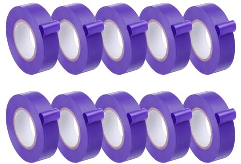 sourcing map Cinta eléctrica, 3/10.2 cm x 20.1 m, resistente al agua, adhesivo de goma, cinta aislante ignífuga de PVC, uso a no más de 600 V, morado, 10 unidades