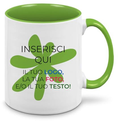 Teetaly Tazza Personalizzabile colorata In Ceramica (Verde)